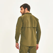 Cargar imagen en el visor de la galería, Model Back: Uv Line Fitness Top Tenerife Verde Militar Upf50+