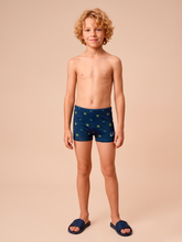 Cargar imagen en el visor de la galería, Model Front: Uv Line Boy's Swimwear Swim Trunks Kids Pirates Fun Upf50+
