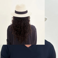Cargar imagen en el visor de la galería, Model Back: Uv Line Panama Hat Hat Shanghai Imp Uni White Black Upf50+