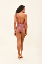 Cargar imagen en el visor de la galería, Model Back: Uv Line One-Piece Swimsuit Shine Malva