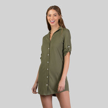 Cargar imagen en el visor de la galería, Image 02: Uv Line Maxi Dresses Shirtdress Copenhagen Verde Militar Upf50+