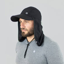 Cargar imagen en el visor de la galería, Model Front: Uv Line Flap Hat Neck Cap Africa 2021 Masc Black Upf50+
