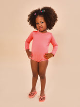Cargar imagen en el visor de la galería, Model Front: Uv Line Baby Swimwear Baby Longsleeve Swimsuit Coral Upf50+
