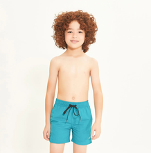 Cargar imagen en el visor de la galería, Model Front: Uv Line Boy's Swimwear Short Aqua Lucca Petroleo Upf50+
