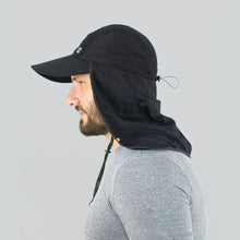 Cargar imagen en el visor de la galería, Model Back: Uv Line Flap Hat Neck Cap Africa 2021 Masc Black Upf50+
