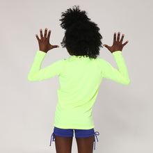 Cargar imagen en el visor de la galería, Model Back: Uv Line Rash Guard Camiseta Uvlight Amarelo Fluor Spf50+
