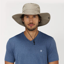 Cargar imagen en el visor de la galería, Model Front: Uv Line Floppy Hat Safari Kaki Upf50+
