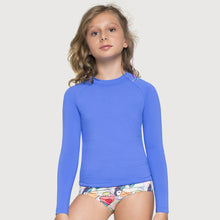 Cargar imagen en el visor de la galería, Gallery: Uv Line Rash Guard Camiseta Kids Uvpro Ml Azul Bic Upf50+
