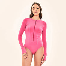 Cargar imagen en el visor de la galería, Model Front: Uv Line One-Piece Swimsuit Macae Bubble Gum Upf50+
