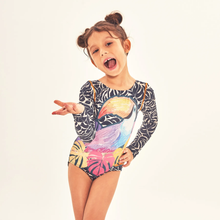 Cargar imagen en el visor de la galería, Model Front: Uv Line Girl's One-Piece Swimsuit Girl Tucano Upf50+
