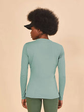 Cargar imagen en el visor de la galería, Model Back: Uv Line Rash Guard Longsleeve Fem New Fit Verde Agua Upf50+

