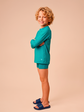 Cargar imagen en el visor de la galería, Image 03: Uv Line Rash Guard Longsleeve Uvpro Kids Green Sea Upf50+

