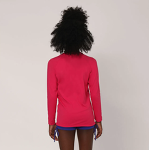 Cargar imagen en el visor de la galería, Model Back: Uv Line Rash Guard Longsleeve Uvpro Kids Pink Upf50+
