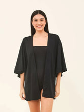 Cargar imagen en el visor de la galería, Gallery: Uv Line Kaftans / Cover Ups Kimono Color Black Upf50+

