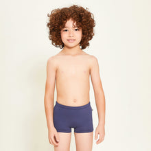 Cargar imagen en el visor de la galería, Model Front: Uv Line Boy's Swimwear Trunks Kids F Inf Navy Blue Upf50+
