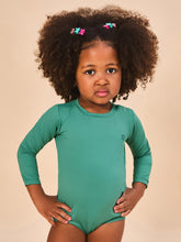 Cargar imagen en el visor de la galería, Model Front: Uv Line Baby Swimwear Baby Longsleeve Swimsuit Deep Sea Upf50+
