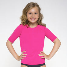 Cargar imagen en el visor de la galería, Gallery: Uv Line Rash Guard Camiseta Kids Uvpro Mc Pink Upf50+
