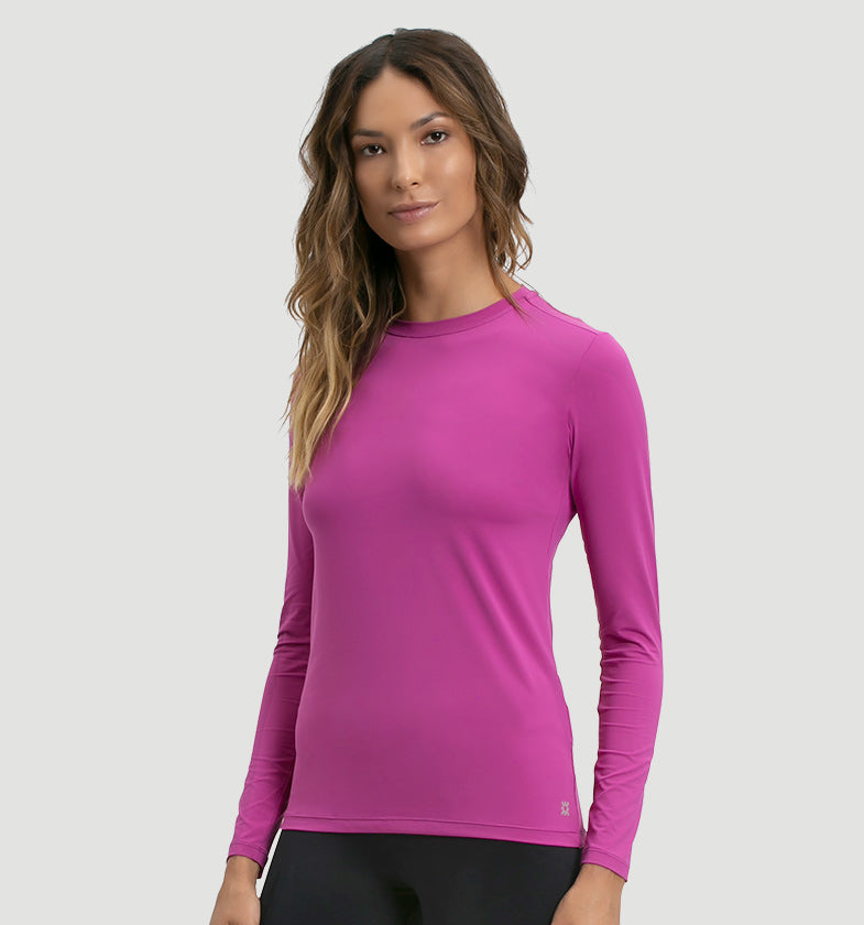 Model Front: Uv Line Rash Guard Camiseta Uvpro Ml Pink Upf50+