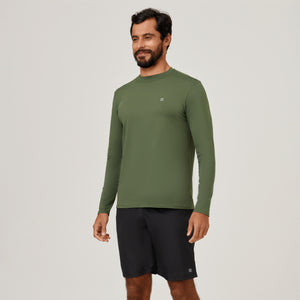 Image 02: Uv Line Rash Guard Camiseta Uvpro Ml Verde Militar Upf50+