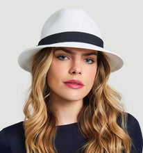 Cargar imagen en el visor de la galería, Model Front: Uv Line Panama Hat Chapeu Shanghai Imp Uni Branco/Preto
