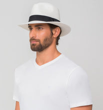 Cargar imagen en el visor de la galería, Model Back: Uv Line Panama Hat Chapeu Shanghai Imp Uni Branco/Preto
