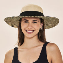 Cargar imagen en el visor de la galería, Model Front: Uv Line Panama Hat Ibiza Areia Preto Upf50+
