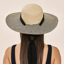 Cargar imagen en el visor de la galería, Model Back: Uv Line Panama Hat Ibiza Areia Preto Upf50+
