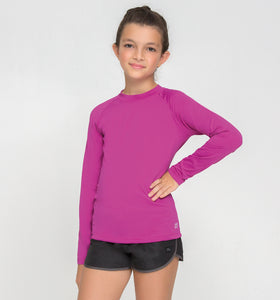 Image 02: Uv Line Rash Guard Kids Fpu50+ Uvpro Long Sleeve T-Shirt Pink Uv