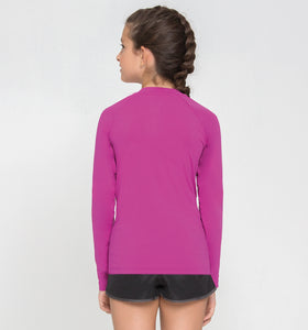 Model Back: Uv Line Rash Guard Kids Fpu50+ Uvpro Long Sleeve T-Shirt Pink Uv