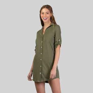 Image 02: Uv Line Beach Dresses Shirtdress Copenhagen Verde Militar Upf50+