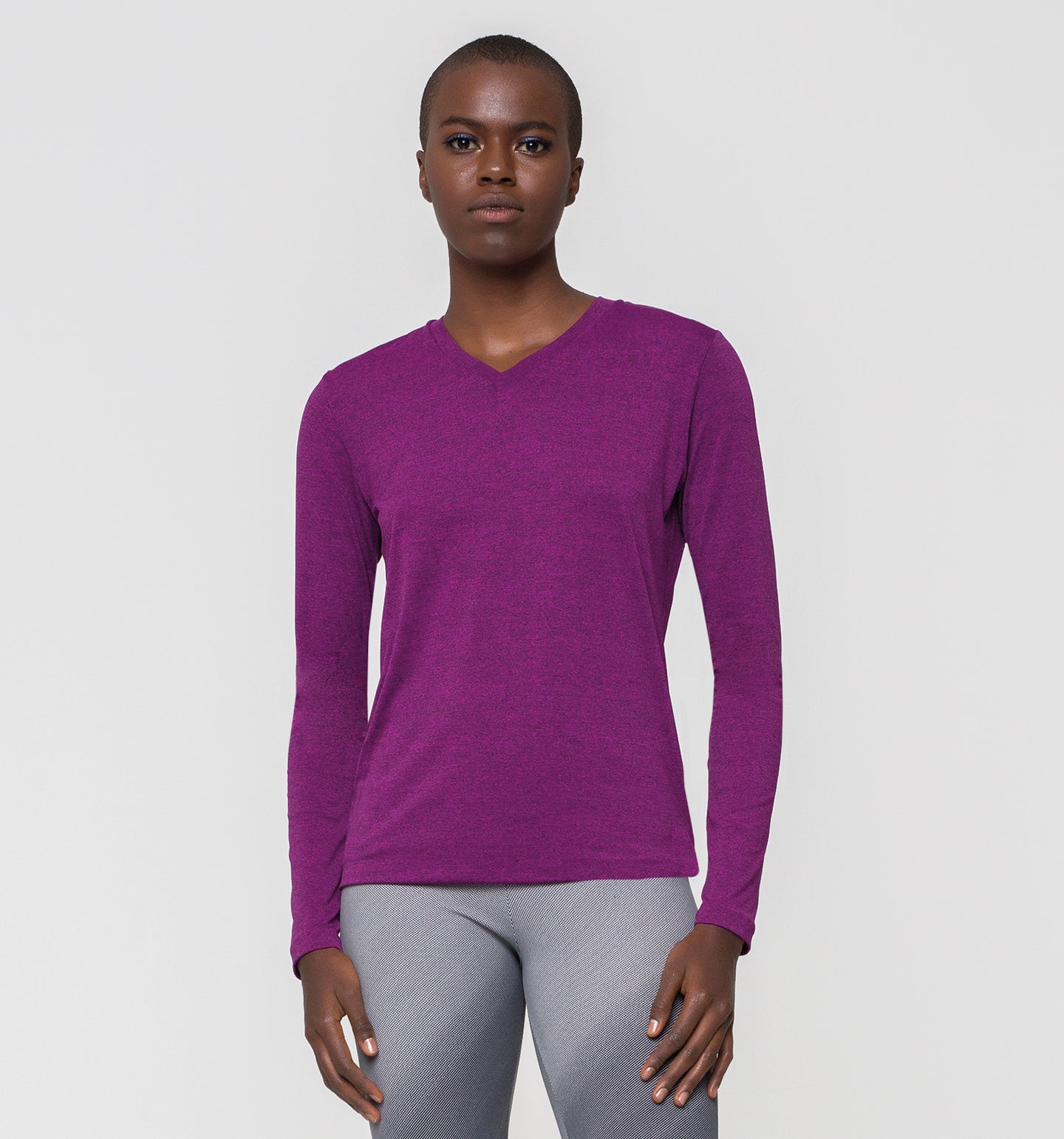 Model Front: Uv Line Fitness Top Sport Fit Mescla-Rosa
