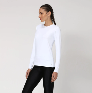 Image 02: Uv Line Rash Guard Women Fpu50+ Uvpro Long Sleeve T-Shirt White Uv